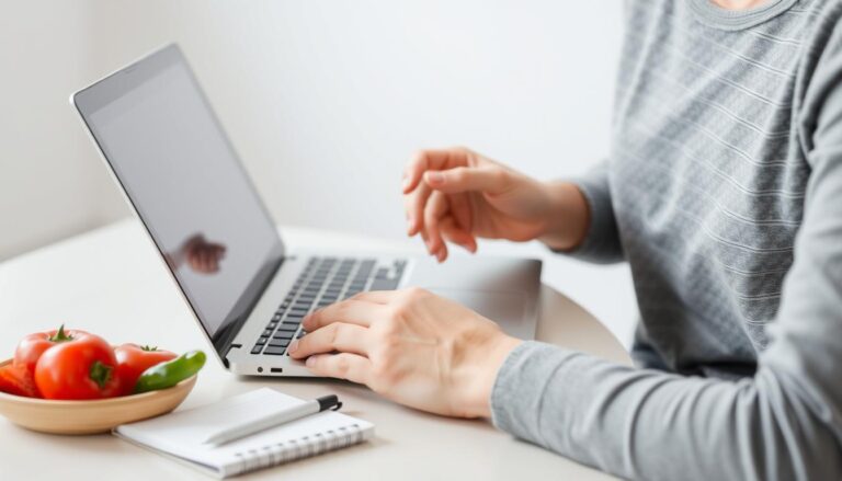 Person using BMR Calculator on laptop